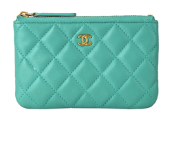 Chanel Classic Zipped Case Pouch, Leather, Green, 27919286(2019), AC/B, 3*